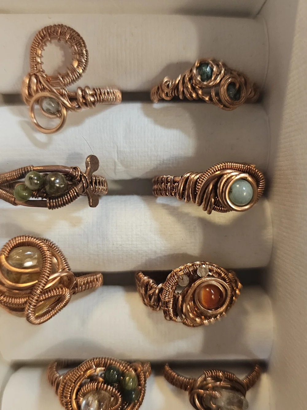 Handmade Copper Wire Wrapped Women's Rings in Copper Tone Lot Of 14